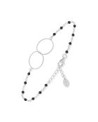 Bracelet Double Rond en Argent & Spinelle noire