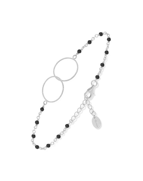 Bracelet Double Rond en Argent & Spinelle noire