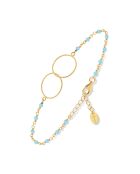 Bracelet Double Rond en Argent doré & Turquoise
