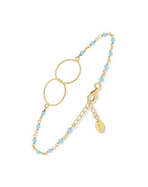 Bracelet Double Rond en Argent doré & Turquoise