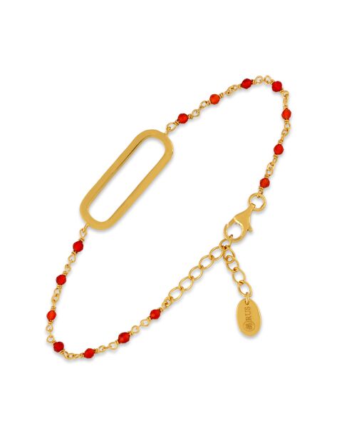Bracelet Lingot en Argent doré & Onyx rouge