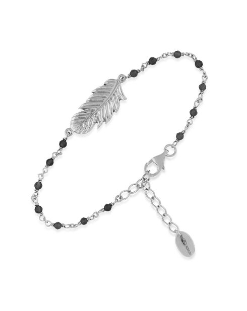 Bracelet Plume en Argent & Onyx noir