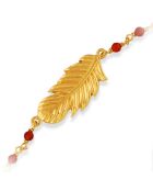 Bracelet Plume en Argent doré & Onyx rouge