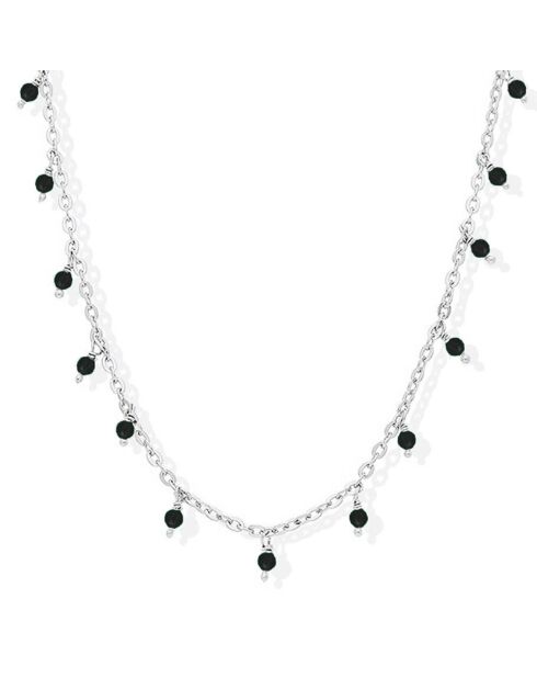 Collier Petites Gouttes en Argent & Spinelle noire
