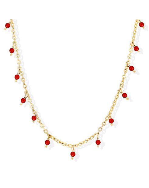 Collier Petites Gouttes en Argent doré & Onyx rouge