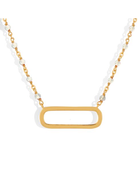 Collier Lingot en Argent doré & Pierre de Lune