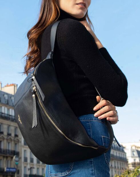 Borsa a tracolla Alia in pelle nera - 46x23x13 cm