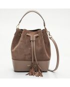 Sac à main en Cuir Livy taupe - 21.5x27x15 cm