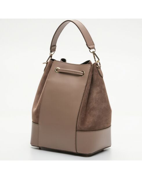 Sac à main en Cuir Livy taupe - 21.5x27x15 cm