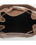 Sac à main en Cuir Livy taupe - 21.5x27x15 cm