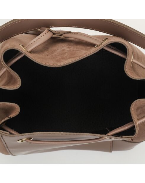 Sac à main en Cuir Livy taupe - 21.5x27x15 cm