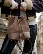 Sac à main en Cuir Livy taupe - 21.5x27x15 cm