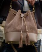 Sac à main en Cuir Livy taupe - 21.5x27x15 cm
