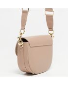 Sac bandoulière en Cuir Aya taupe - 17x23x7.5 cm