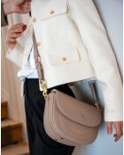 Sac bandoulière en Cuir Aya taupe - 17x23x7.5 cm