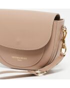 Sac bandoulière en Cuir Aya taupe - 17x23x7.5 cm
