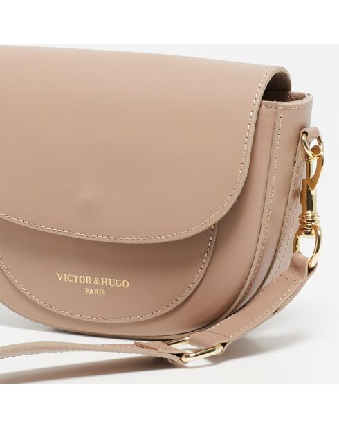 Sac bandoulière en Cuir Aya taupe - 17x23x7.5 cm