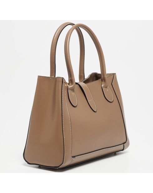 Sac à main en Cuir Beryn taupe - 31x22x11.5 cm