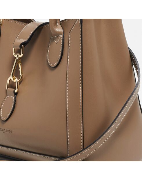 Beryn Handtasche aus taupefarbenem Leder - 31x22x11,5 cm