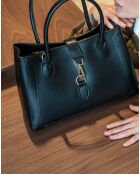 Beryn schwarze Lederhandtasche - 31x22x11,5 cm