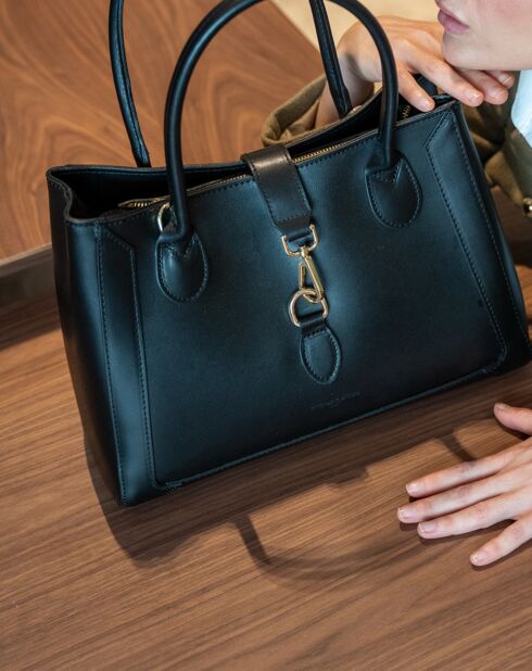 Beryn schwarze Lederhandtasche - 31x22x11,5 cm