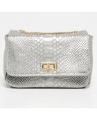 Sac bandoulière en Cuir Kiera argenté - 21x15x7 cm