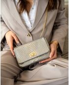 Sac bandoulière en Cuir Kiera argenté - 21x15x7 cm