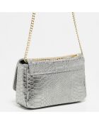 Sac bandoulière en Cuir Kiera argenté - 21x15x7 cm