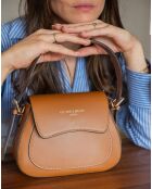 Sac porté épaule en Cuir Laura camel - 23x18x9 cm