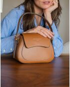 Sac porté épaule en Cuir Laura camel - 23x18x9 cm
