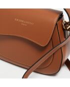 Sac porté épaule en Cuir Laura camel - 23x18x9 cm