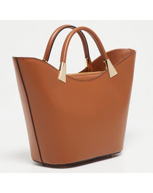 Tragetasche Lety aus Leder dunkelkamel - 28,5x17x12 cm