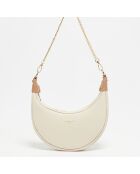 Sac porté épaule en Cuir Mini Tivo blanc cassé/camel - 22x11x6 cm