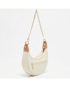 Sac porté épaule en Cuir Mini Tivo blanc cassé/camel - 22x11x6 cm