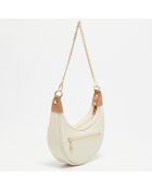 Sac bandoulière en Cuir Mini Tivo blanc cassé/camel - 22x11x6 cm