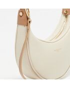Sac porté épaule en Cuir Mini Tivo blanc cassé/camel - 22x11x6 cm