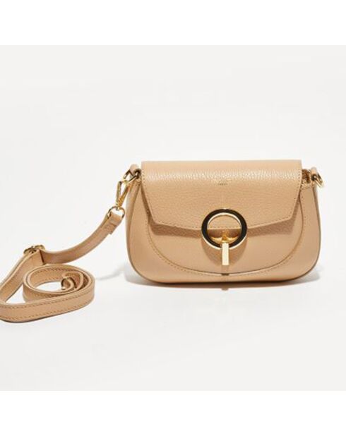 Sac bandoulière en Cuir Nour crème - 20x14x5 cm