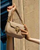 Sac bandoulière en Cuir Nour crème - 20x14x5 cm