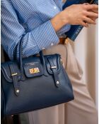 Borsa Ondine in pelle blu marino - 35x22x14 cm