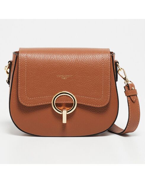Sac bandoulière en Cuir Silvia camel - 23x18x7 cm