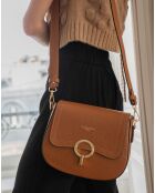 Sac bandoulière en Cuir Silvia camel - 23x18x7 cm