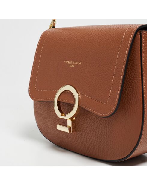 Sac bandoulière en Cuir Silvia camel - 23x18x7 cm