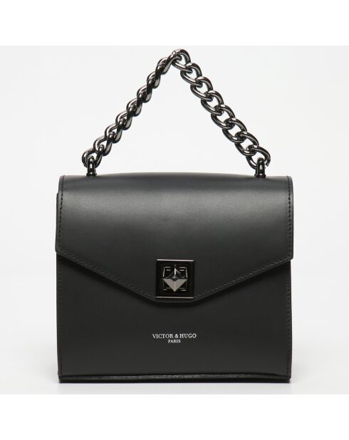 Théa Schultertasche aus schwarzem Leder - 19x17x10 cm
