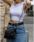 Bolso de hombro Théa de piel negra - 19x17x10 cm