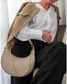 Tiva taupe leren schoudertas - 23,5x13,5x6,5 cm