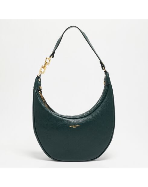 Tivo leren schoudertas flesgroen - 28x16x8,5 cm
