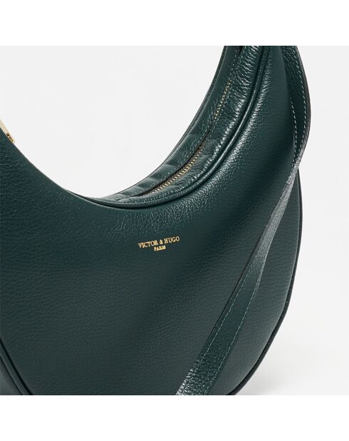 Tivo leren schoudertas flesgroen - 28x16x8,5 cm