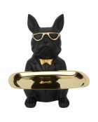 Vide Poche décoratif Bulldog noir/doré - 19x23.5x20 cm