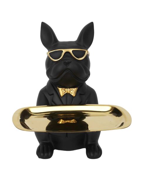 Vide Poche décoratif Bulldog noir/doré - 19x23.5x20 cm