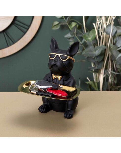 Vide Poche décoratif Bulldog noir/doré - 19x23.5x20 cm